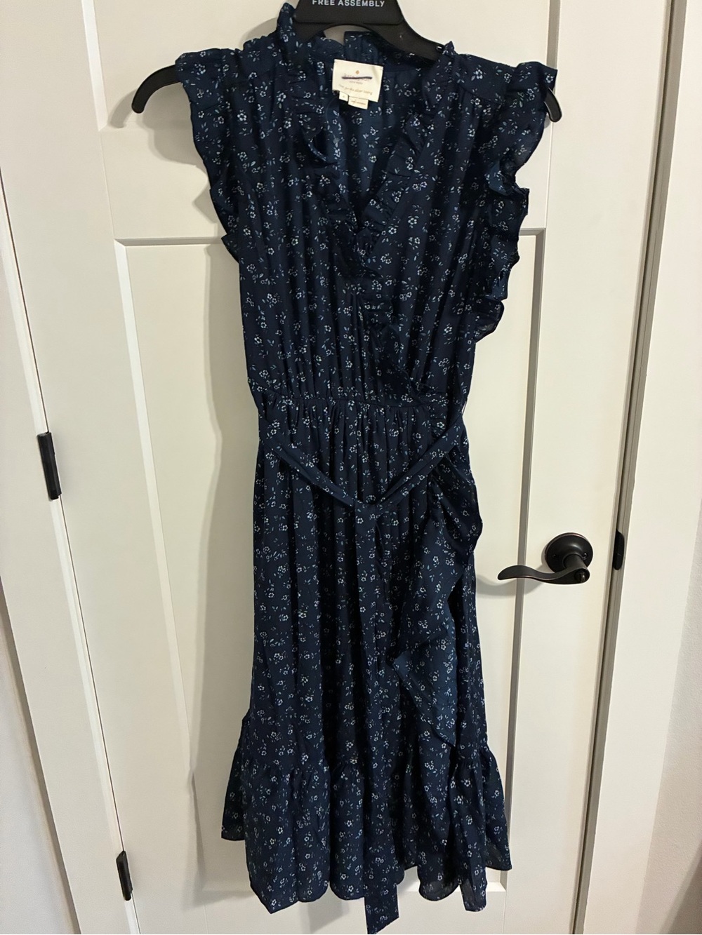 kate spade Navy Floral Ruffle Midi Dress